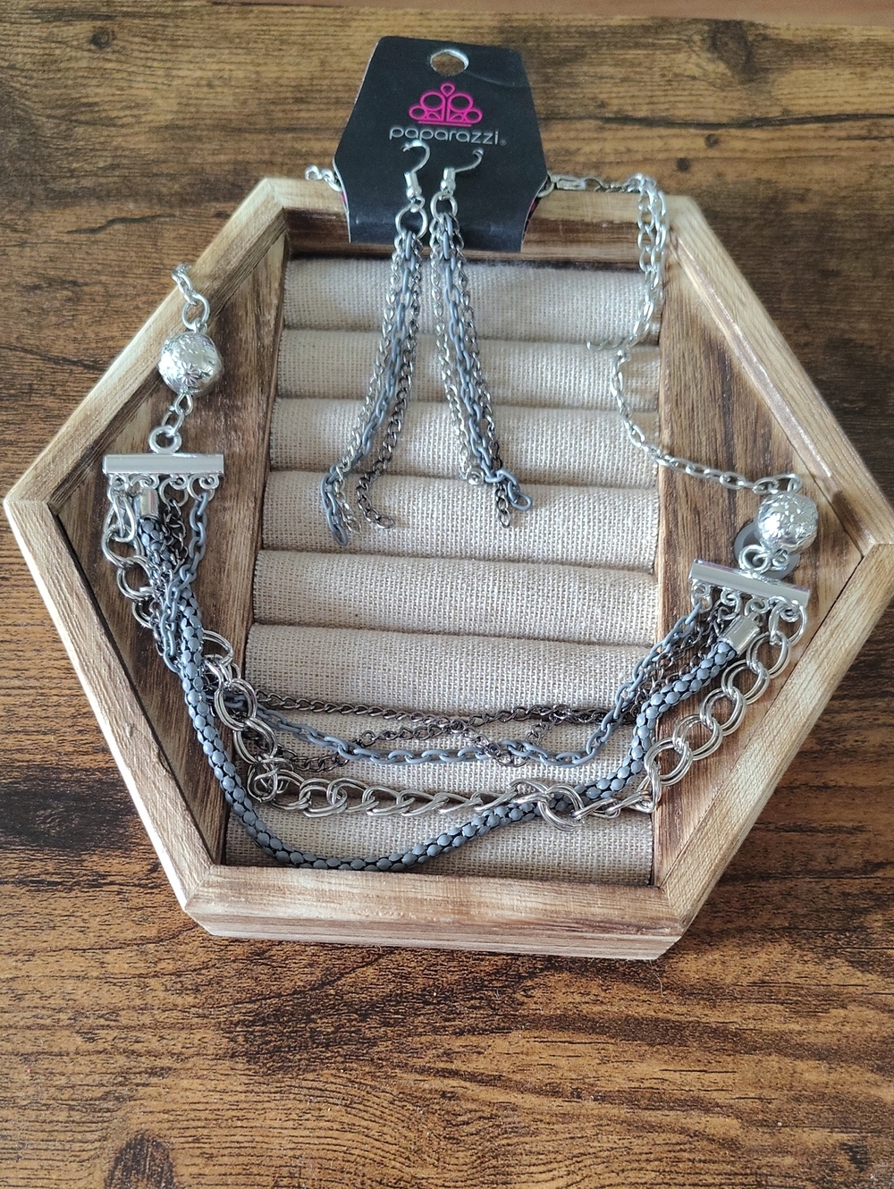 paparazzi Silver Layered Chain Necklace with Tassel Earrings